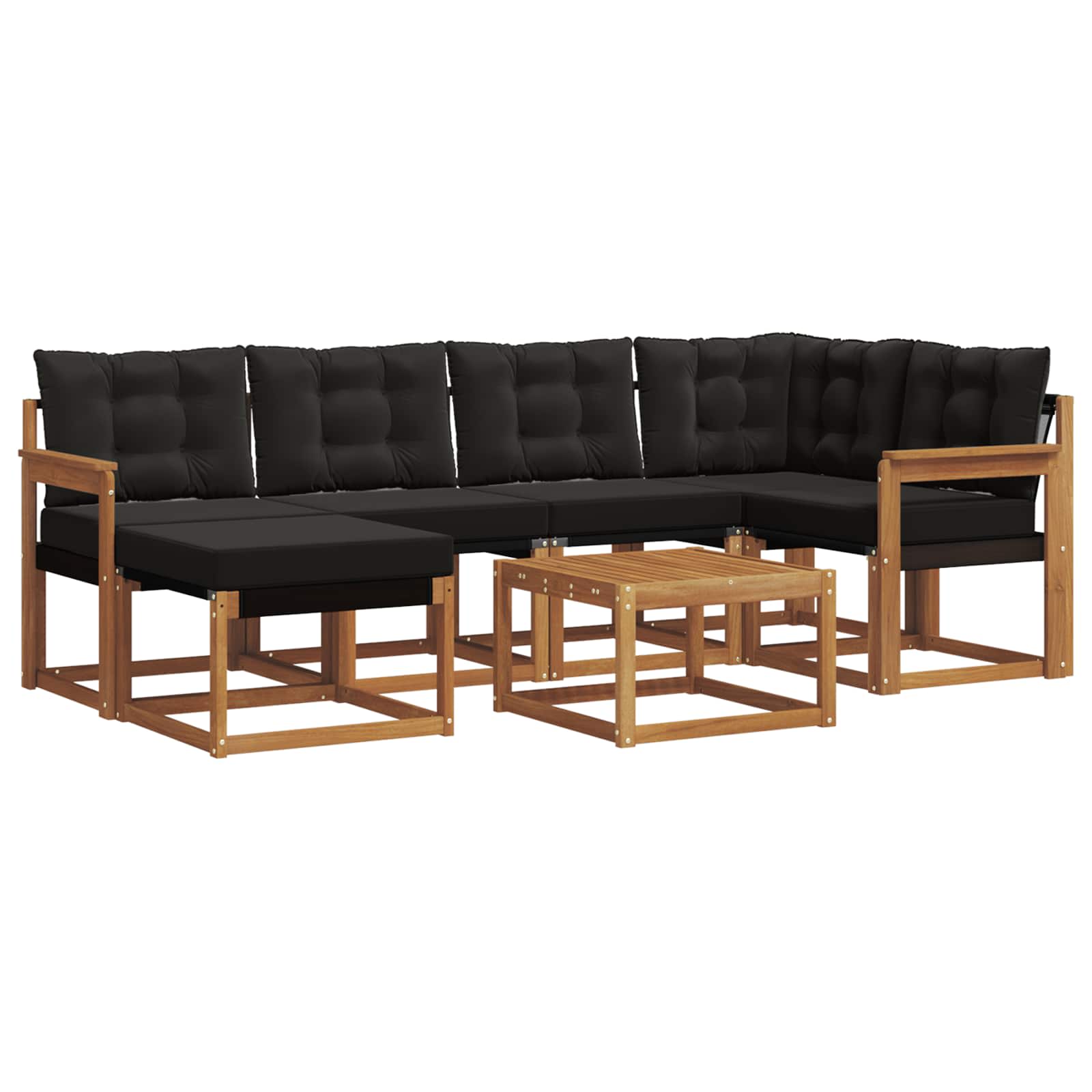 Outdoor-Sofagarnitur mit Kissen 7 pcs Natürlich und Schwarz