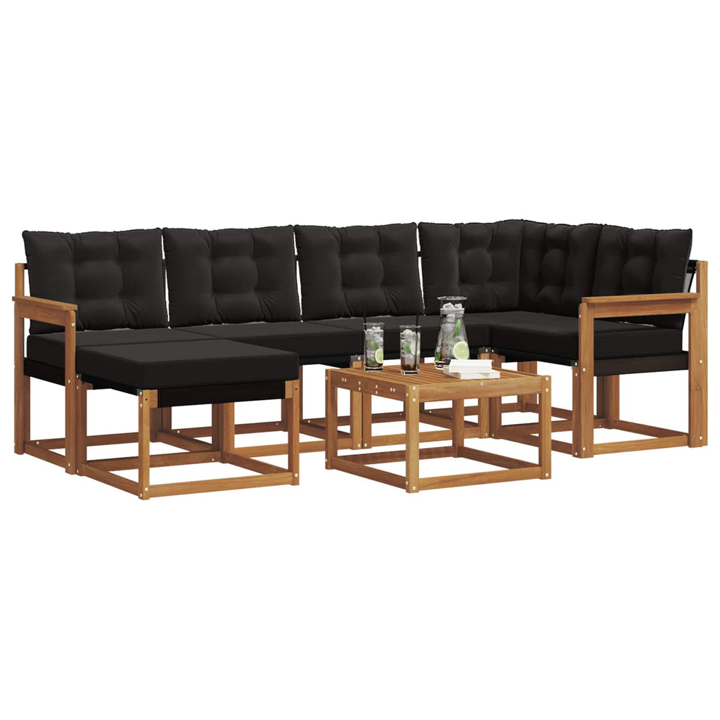 Outdoor-Sofagarnitur mit Kissen 7 pcs Natürlich und Schwarz