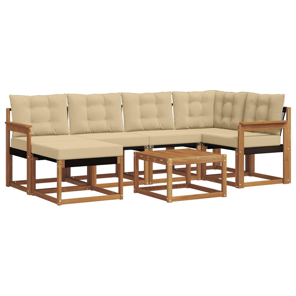 Outdoor-Sofagarnitur mit Kissen 7 pcs Natur und Beige