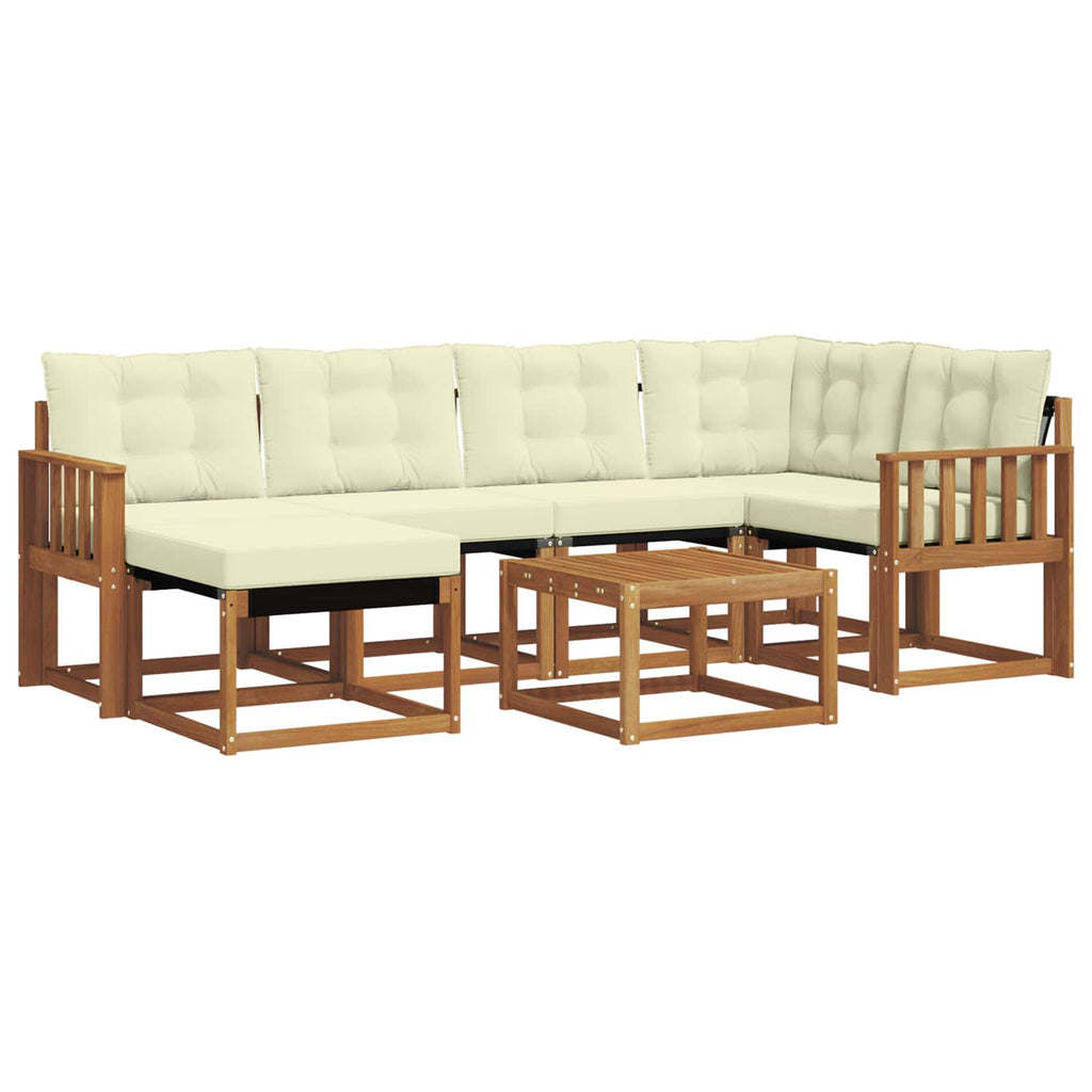 Outdoor-Sofagarnitur mit Kissen 7 pcs Natur und Creme