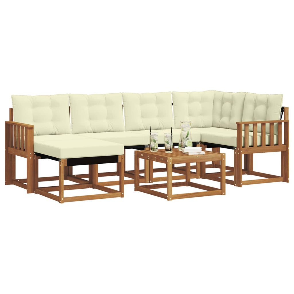 Outdoor-Sofagarnitur mit Kissen 7 pcs Natur und Creme