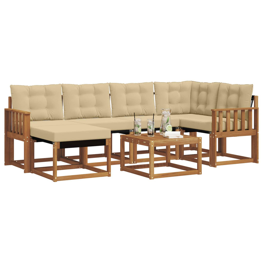 Outdoor-Sofagarnitur mit Kissen 7 pcs Natur und Beige