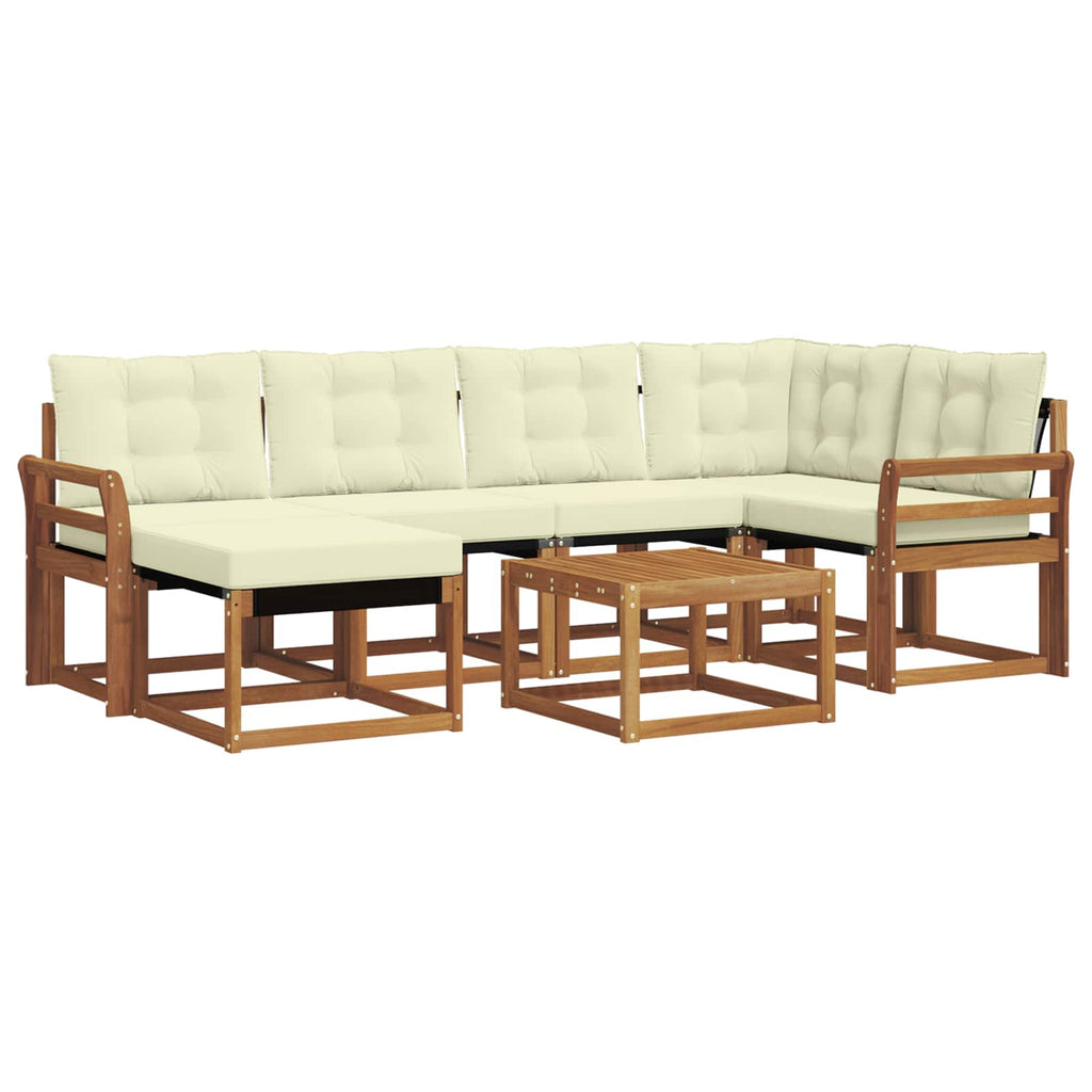 Outdoor-Sofagarnitur mit Kissen 7 pcs Natur und Creme
