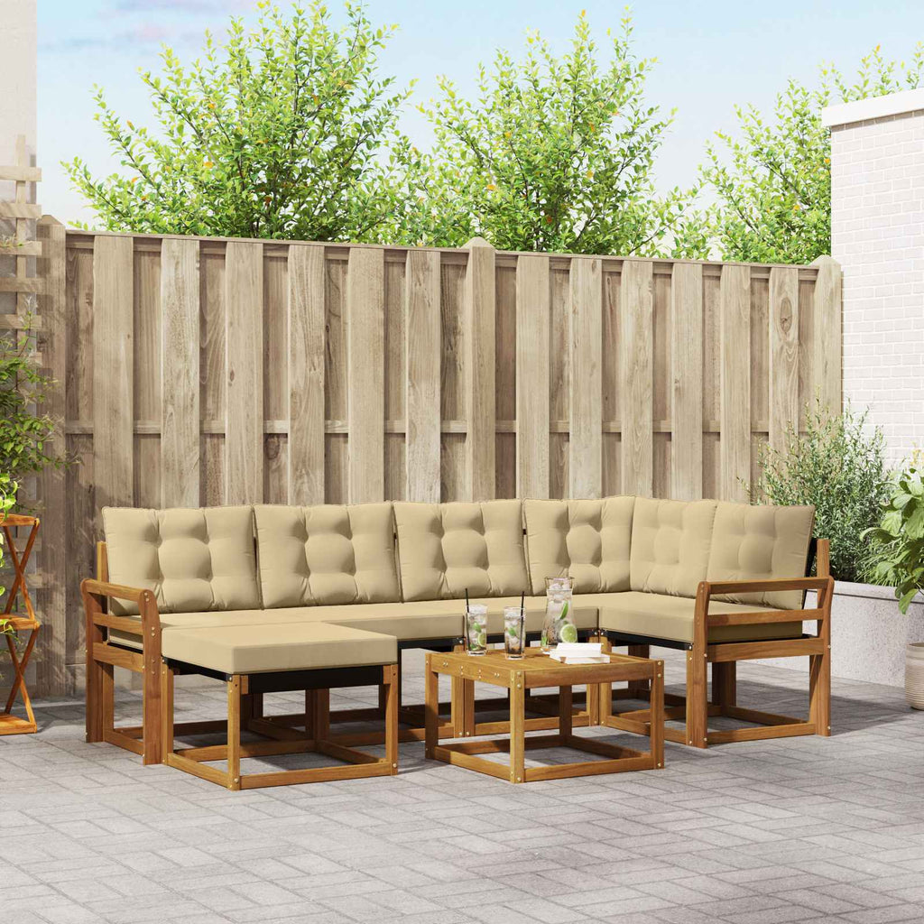 Outdoor-Sofagarnitur mit Kissen 7 pcs Natur und Beige