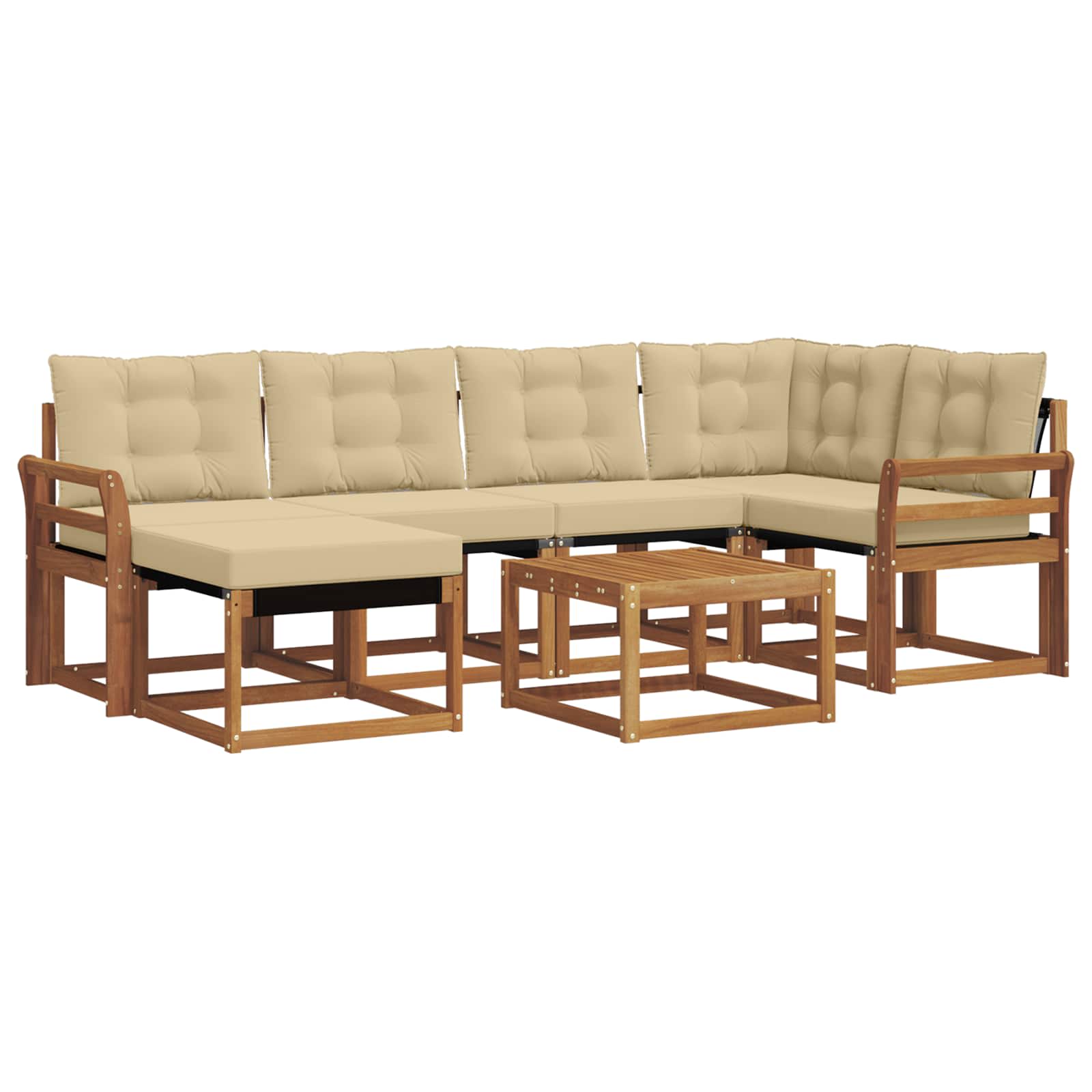 Outdoor-Sofagarnitur mit Kissen 7 pcs Natur und Beige