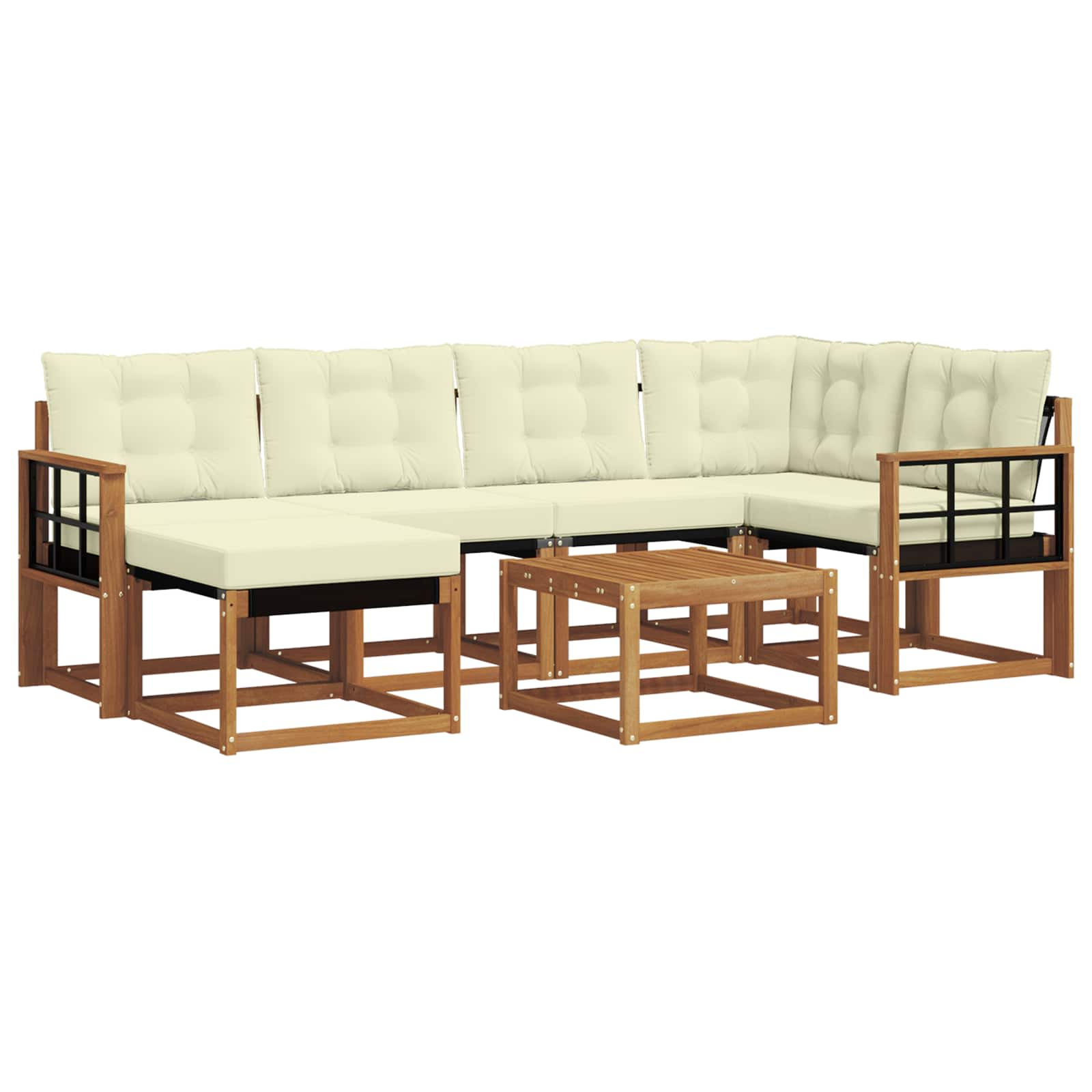 Outdoor-Sofagarnitur mit Kissen 7 pcs Natur und Creme
