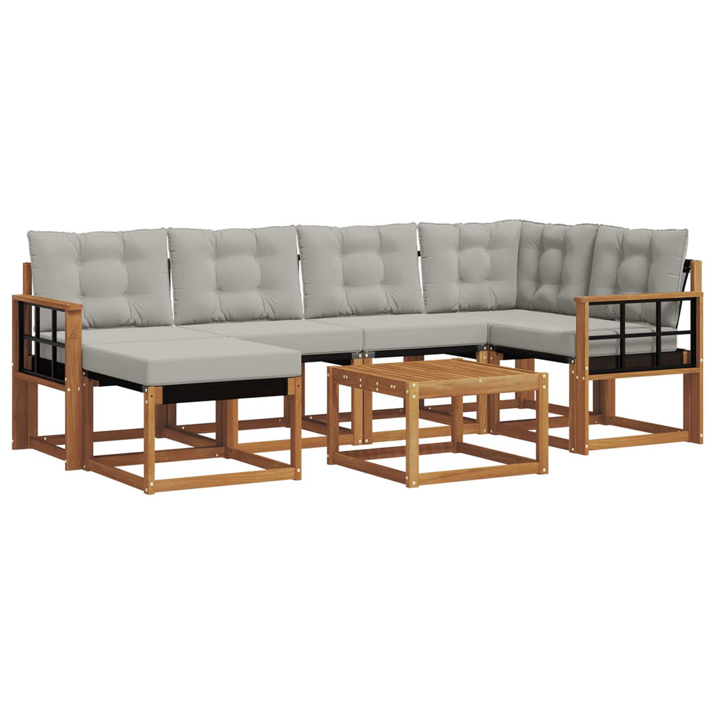 Outdoor-Sofagarnitur mit Kissen 7 pcs Natürlich und Hellgrau