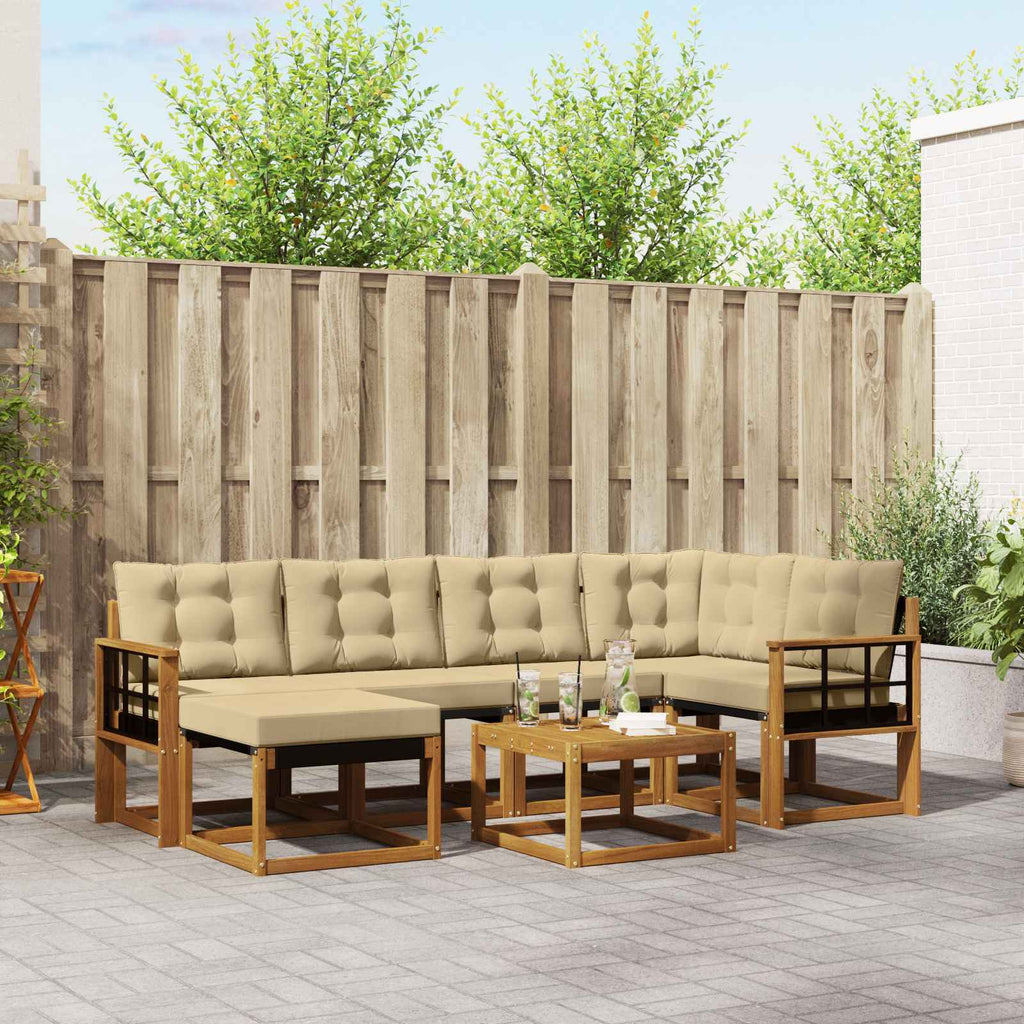 Outdoor-Sofagarnitur mit Kissen 7 pcs Natur und Beige