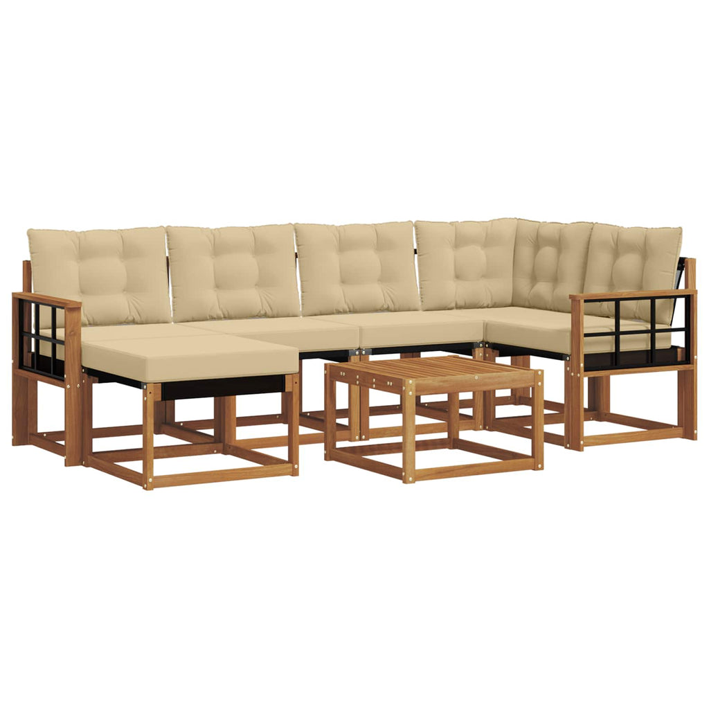 Outdoor-Sofagarnitur mit Kissen 7 pcs Natur und Beige