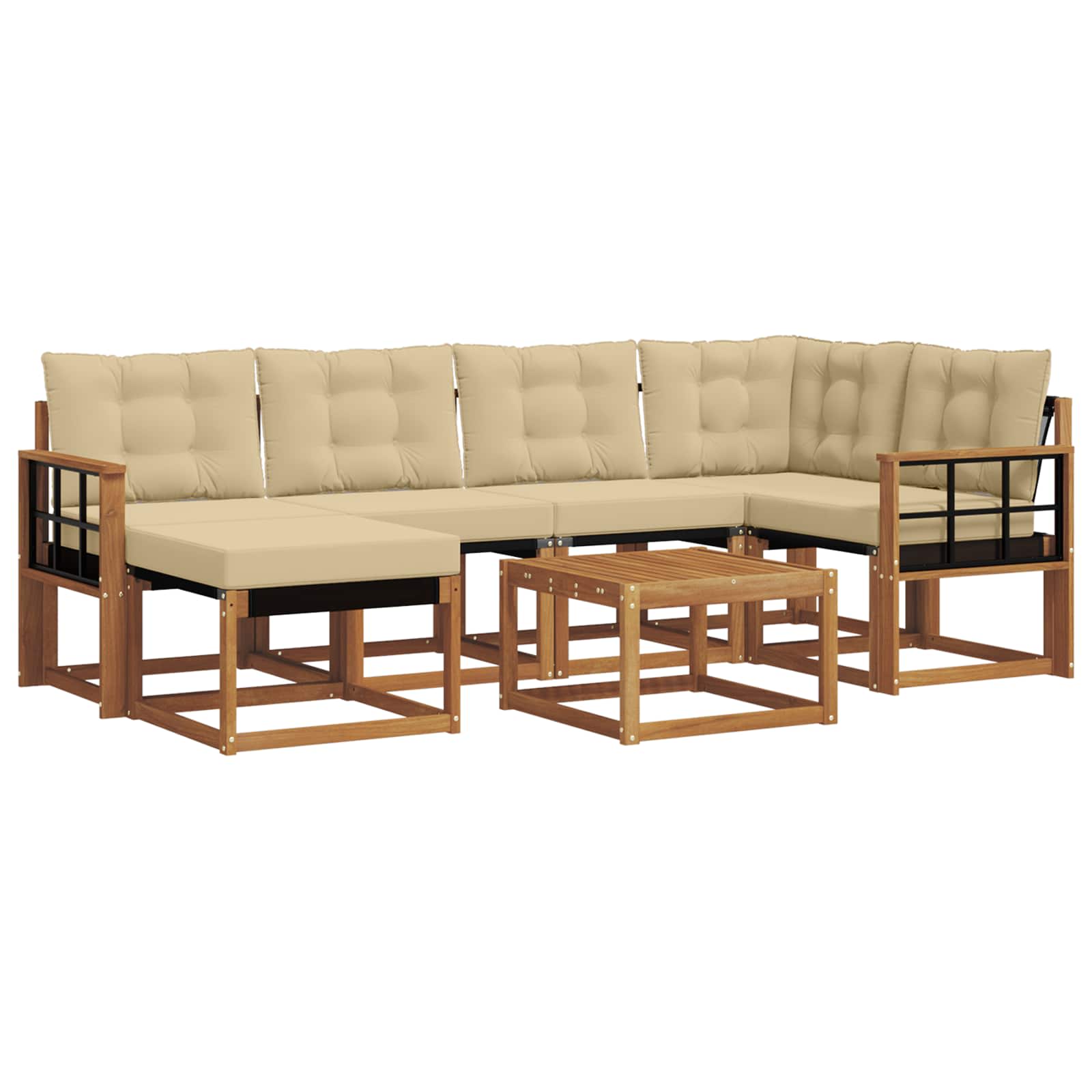 Outdoor-Sofagarnitur mit Kissen 7 pcs Natur und Beige