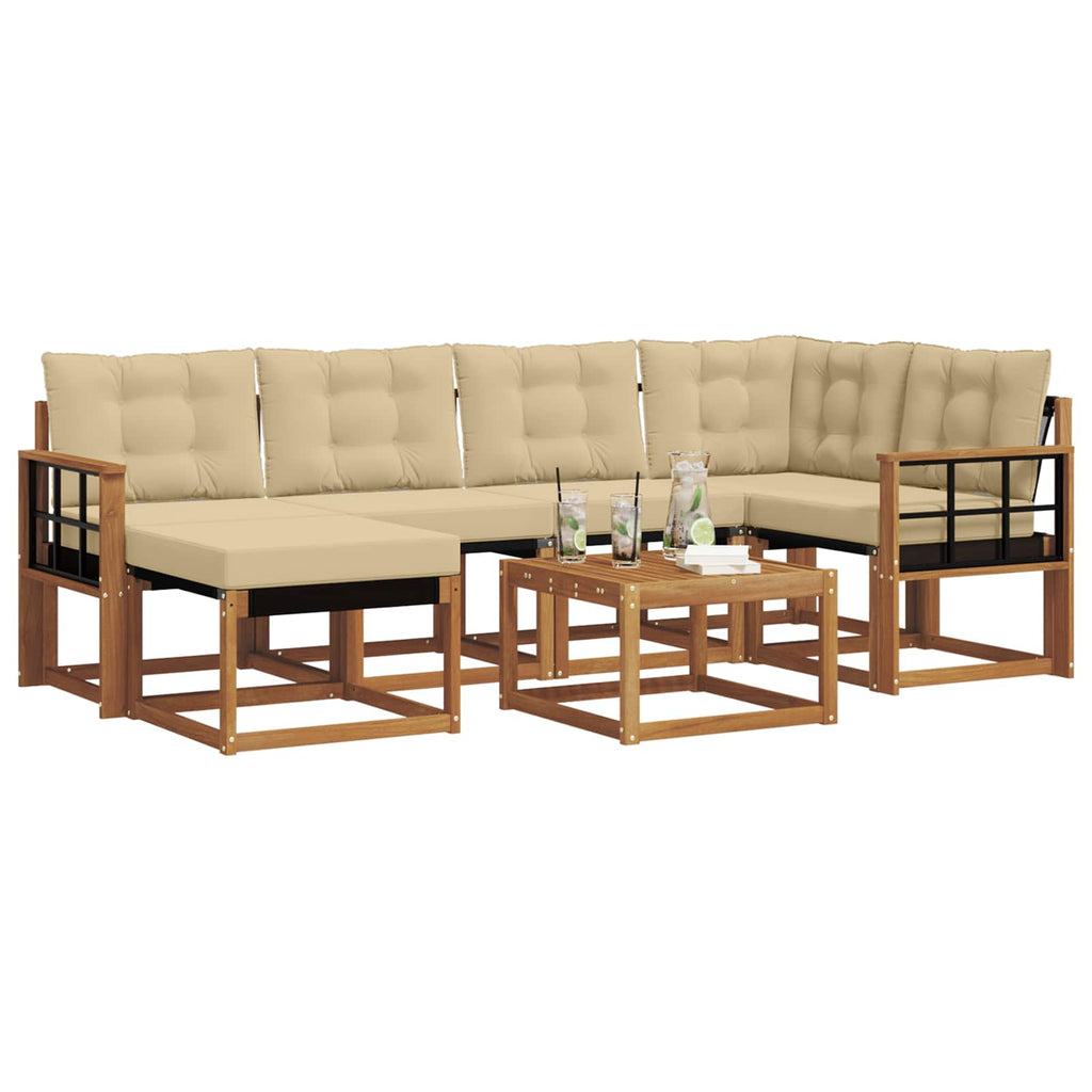 Outdoor-Sofagarnitur mit Kissen 7 pcs Natur und Beige