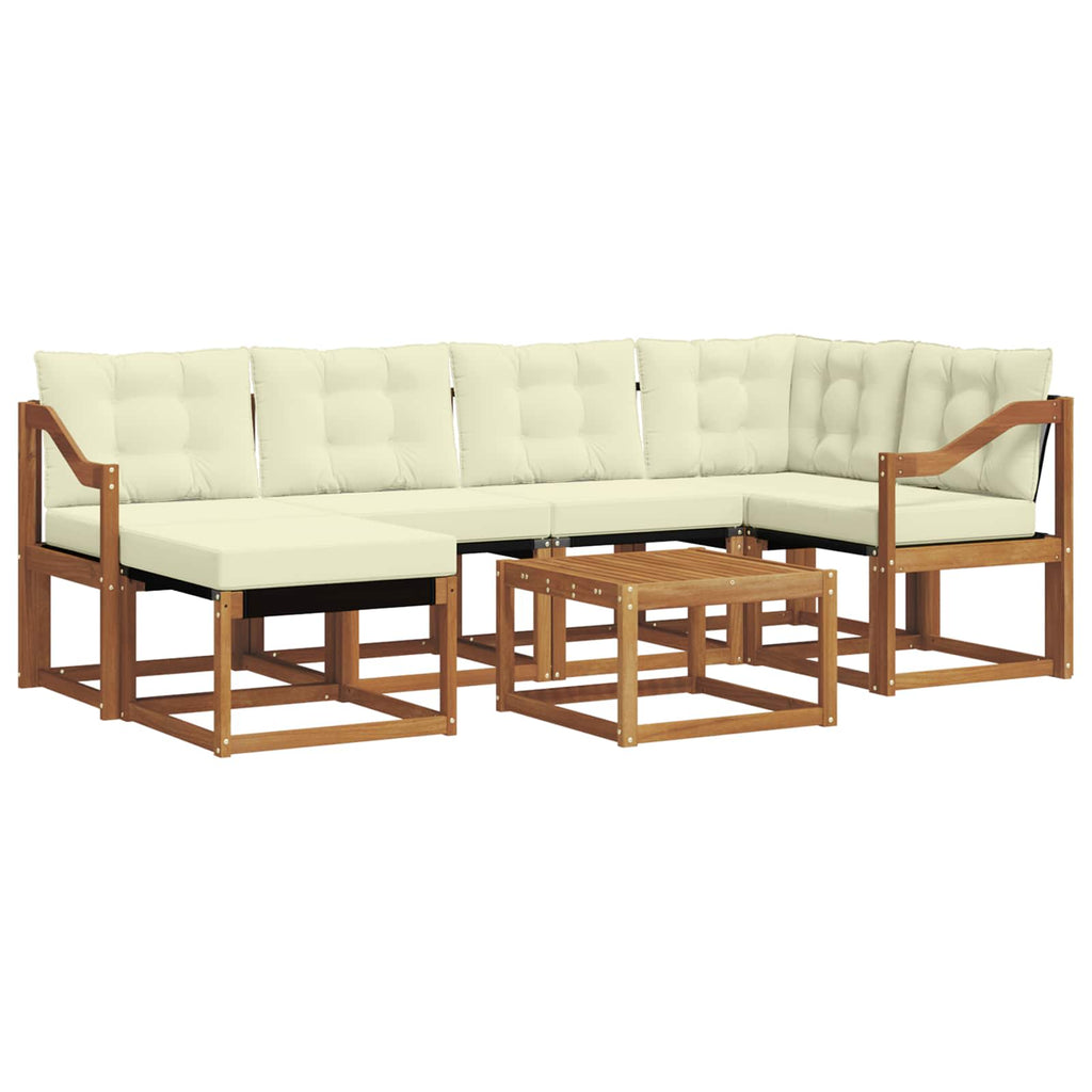 Outdoor-Sofagarnitur mit Kissen 7 pcs Natur und Creme