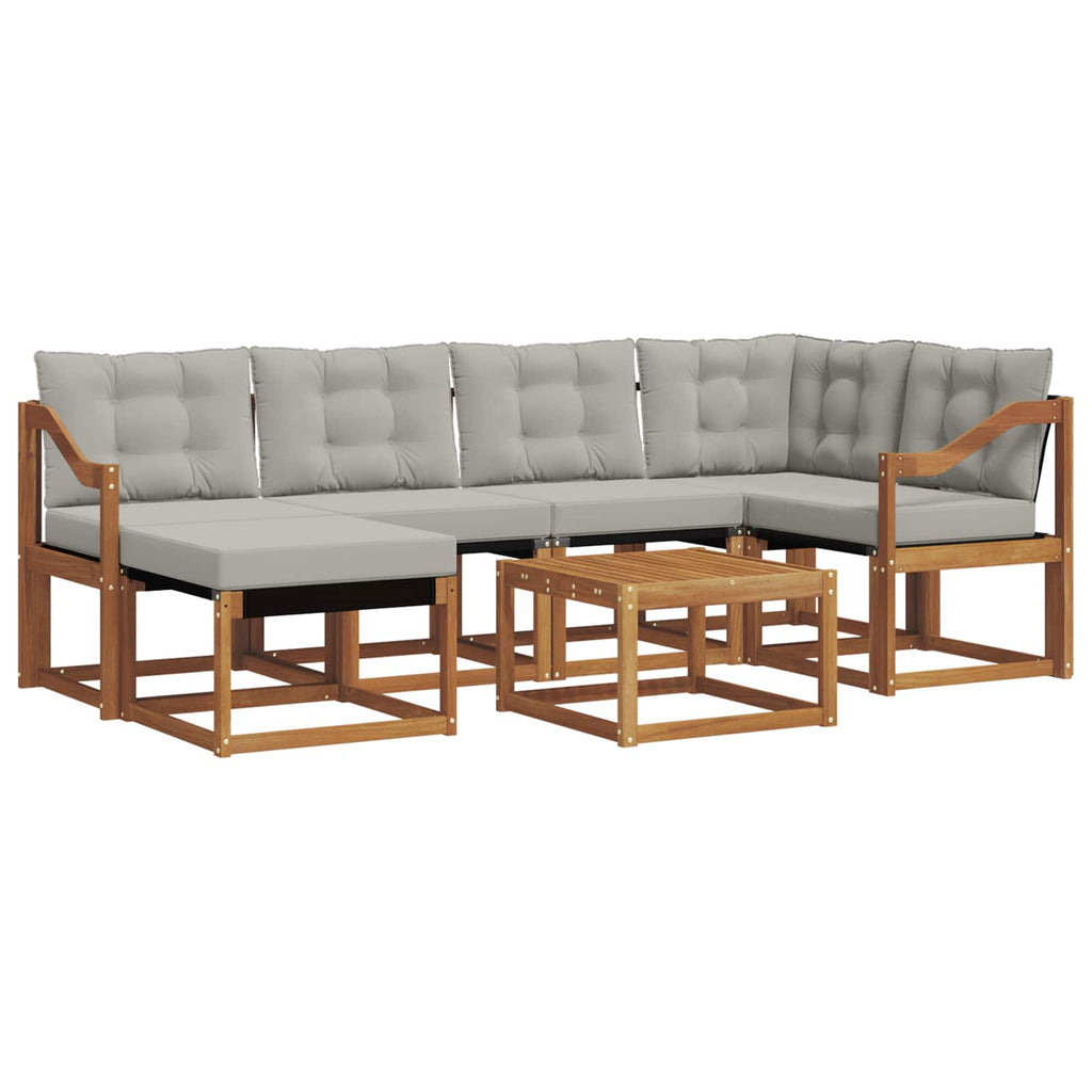 Outdoor-Sofagarnitur mit Kissen 7 pcs Natürlich und Hellgrau