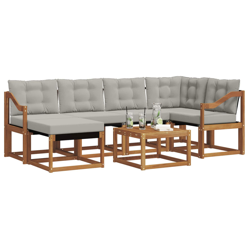 Outdoor-Sofagarnitur mit Kissen 7 pcs Natürlich und Hellgrau