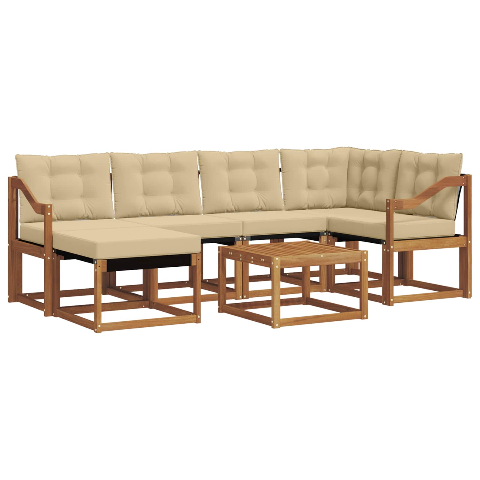 Outdoor-Sofagarnitur mit Kissen 7 pcs Natur und Beige