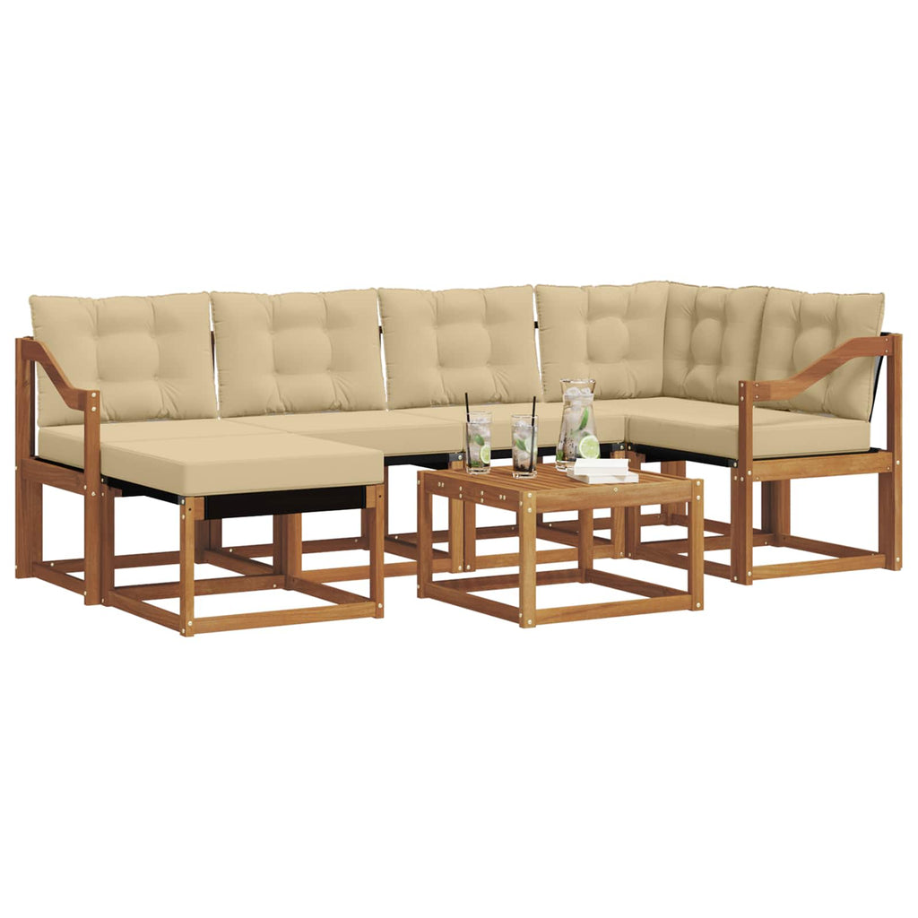 Outdoor-Sofagarnitur mit Kissen 7 pcs Natur und Beige