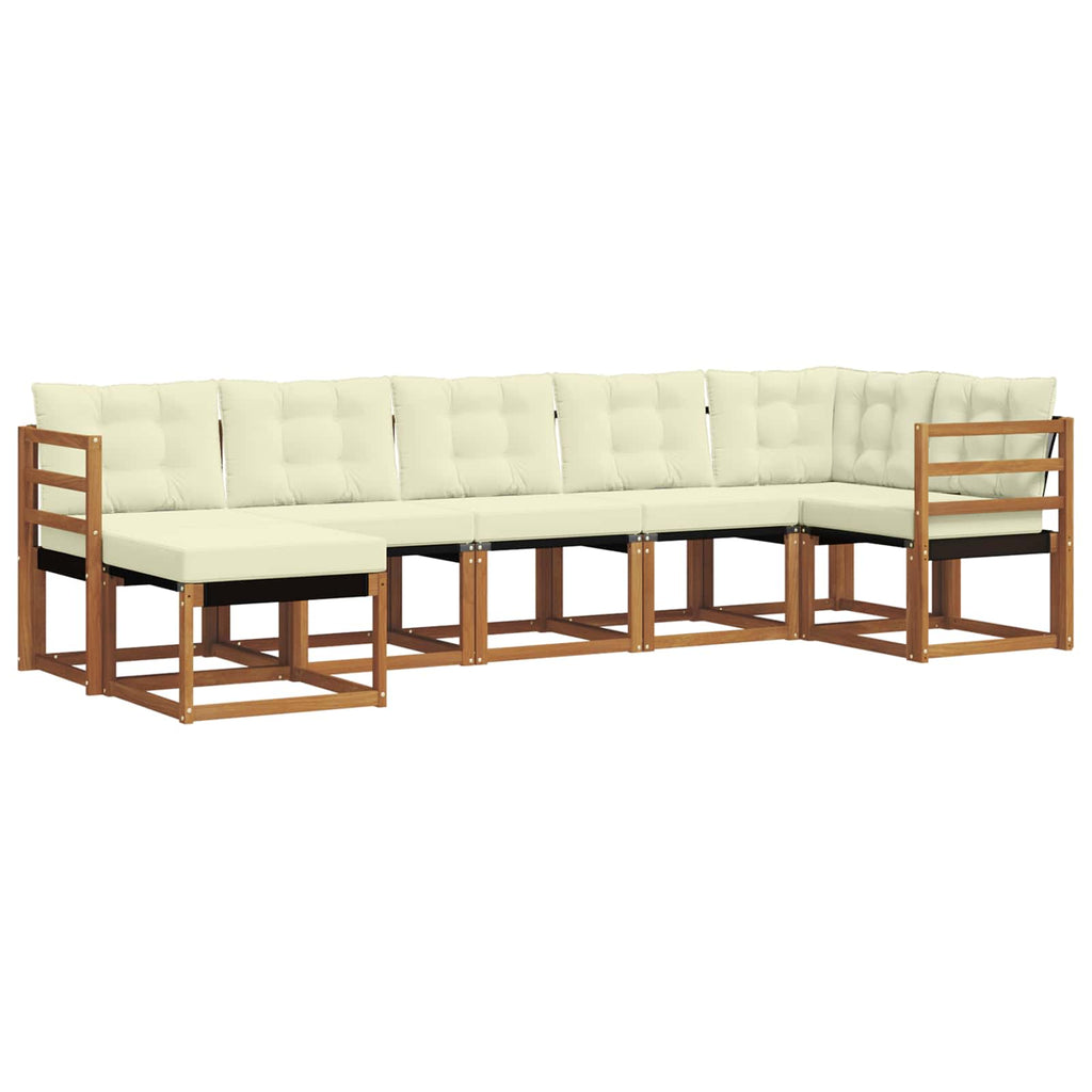 Outdoor-Sofagarnitur mit Kissen 7 pcs Natur und Creme