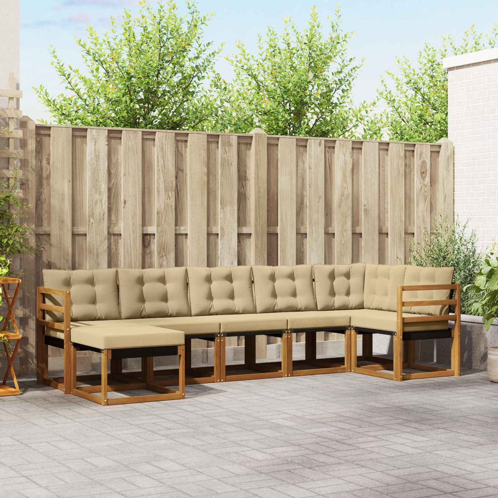 Outdoor-Sofagarnitur mit Kissen 7 pcs Natur und Beige