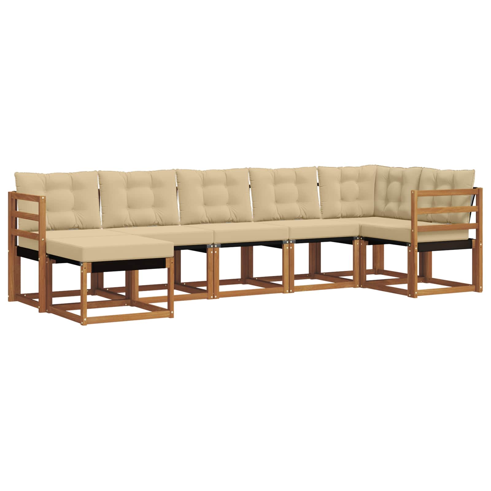 Outdoor-Sofagarnitur mit Kissen 7 pcs Natur und Beige