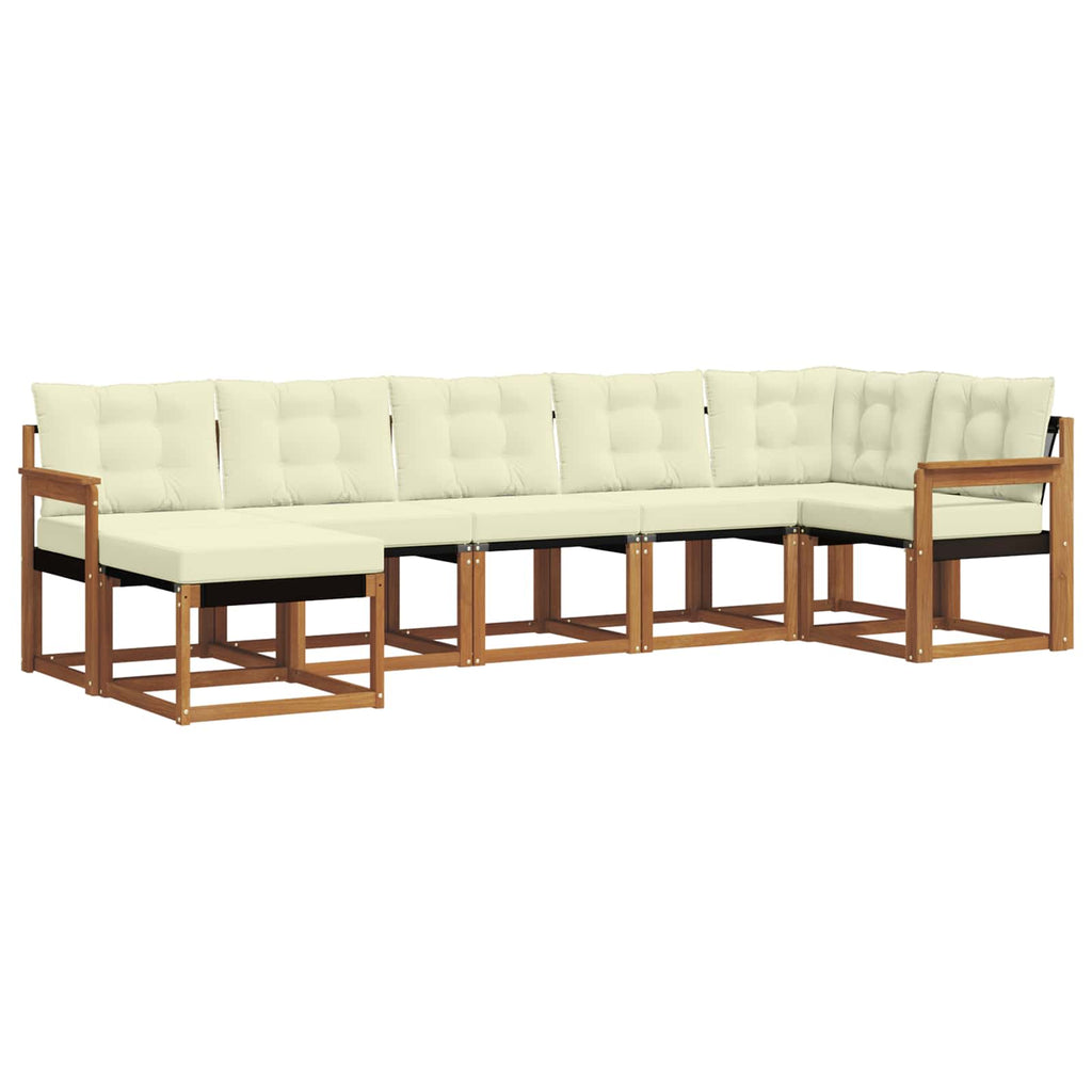 Outdoor-Sofagarnitur mit Kissen 7 pcs Natur und Creme
