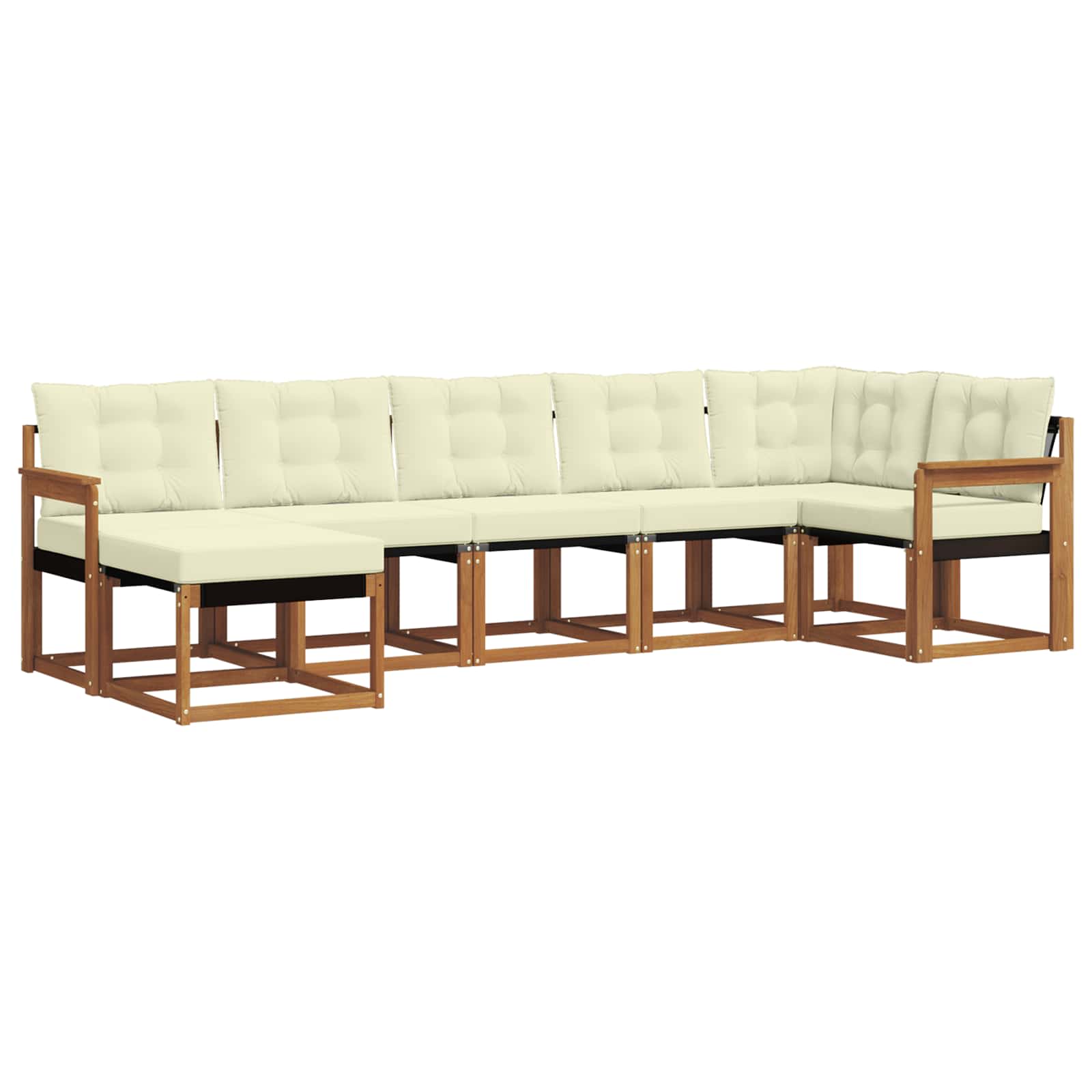 Outdoor-Sofagarnitur mit Kissen 7 pcs Natur und Creme