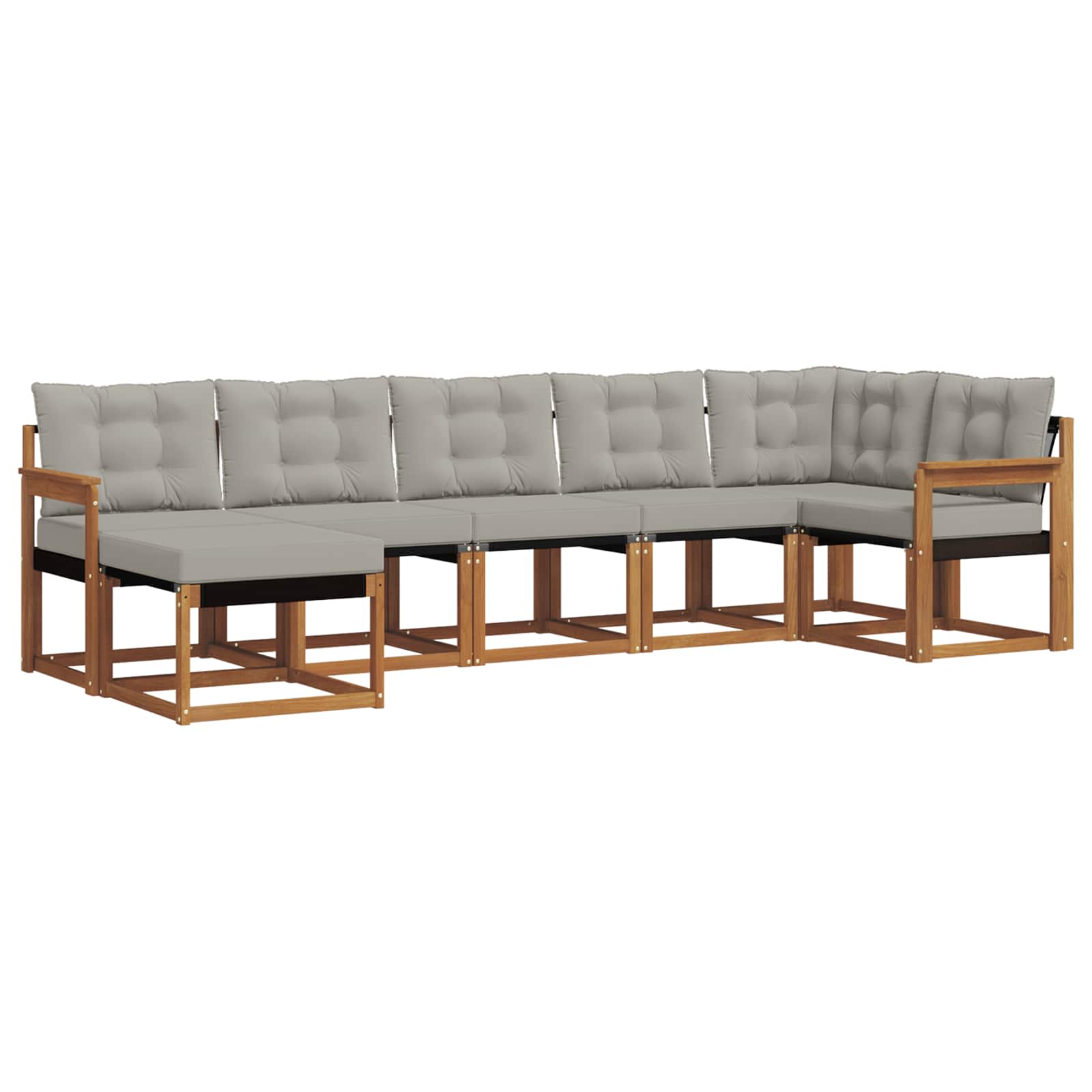 Outdoor-Sofagarnitur mit Kissen 7 pcs Natürlich und Hellgrau