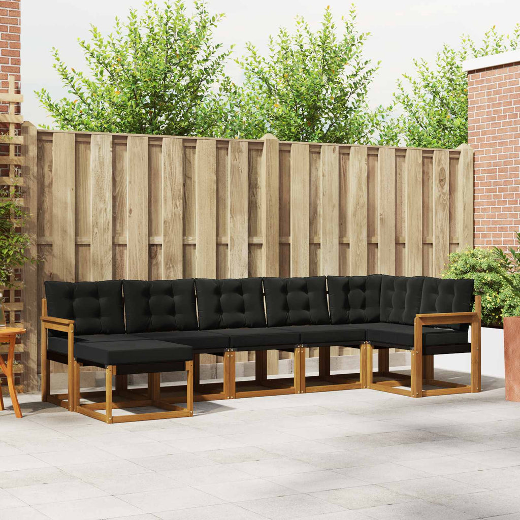 Outdoor-Sofagarnitur mit Kissen 7 pcs Natürlich und Schwarz