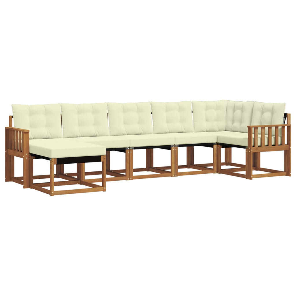 Outdoor-Sofagarnitur mit Kissen 7 pcs Natur und Creme