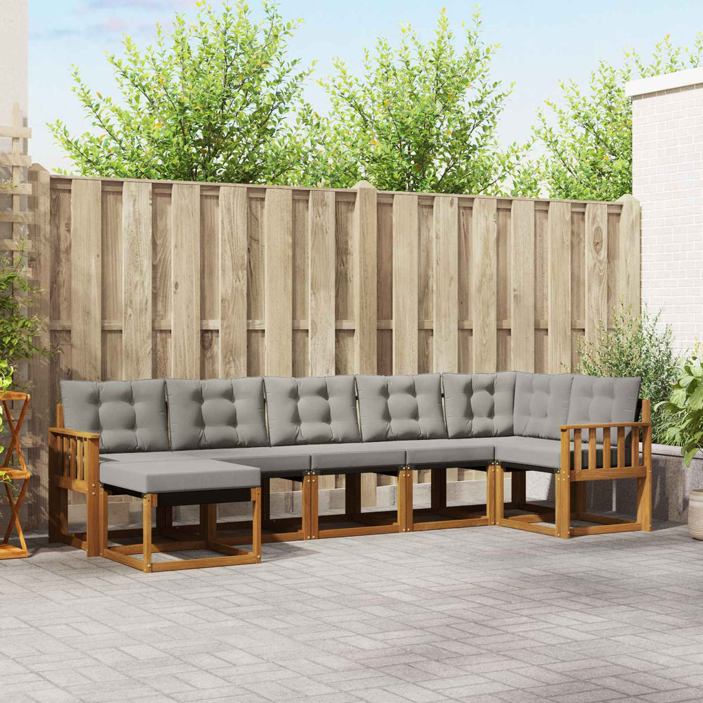Outdoor-Sofagarnitur mit Kissen 7 pcs Natürlich und Hellgrau