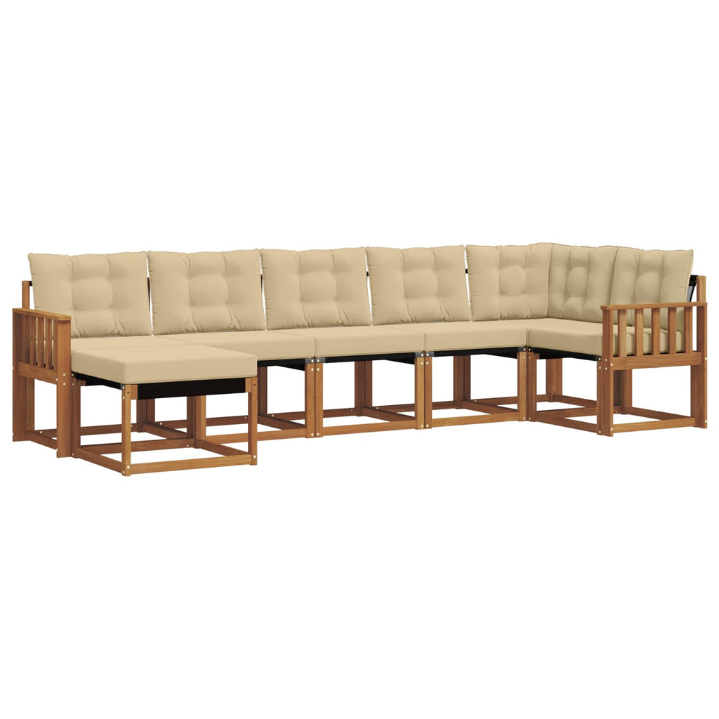 Outdoor-Sofagarnitur mit Kissen 7 pcs Natur und Beige