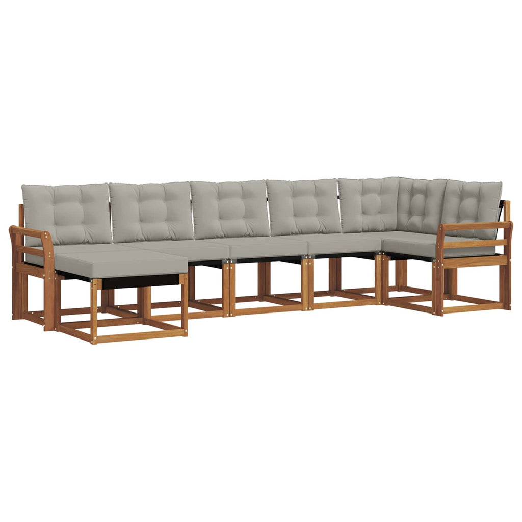 Outdoor-Sofagarnitur mit Kissen 7 pcs Natürlich und Hellgrau