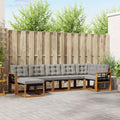 Outdoor-Sofagarnitur mit Kissen 7 pcs Natürlich und Hellgrau