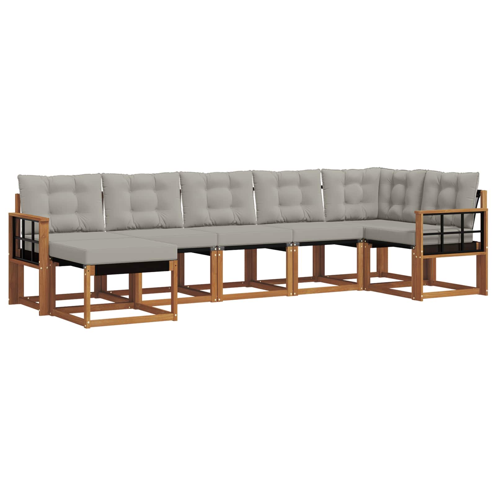 Outdoor-Sofagarnitur mit Kissen 7 pcs Natürlich und Hellgrau