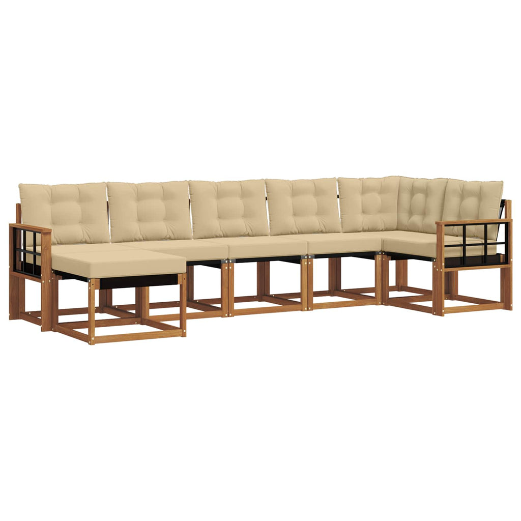 Outdoor-Sofagarnitur mit Kissen 7 pcs Natur und Beige