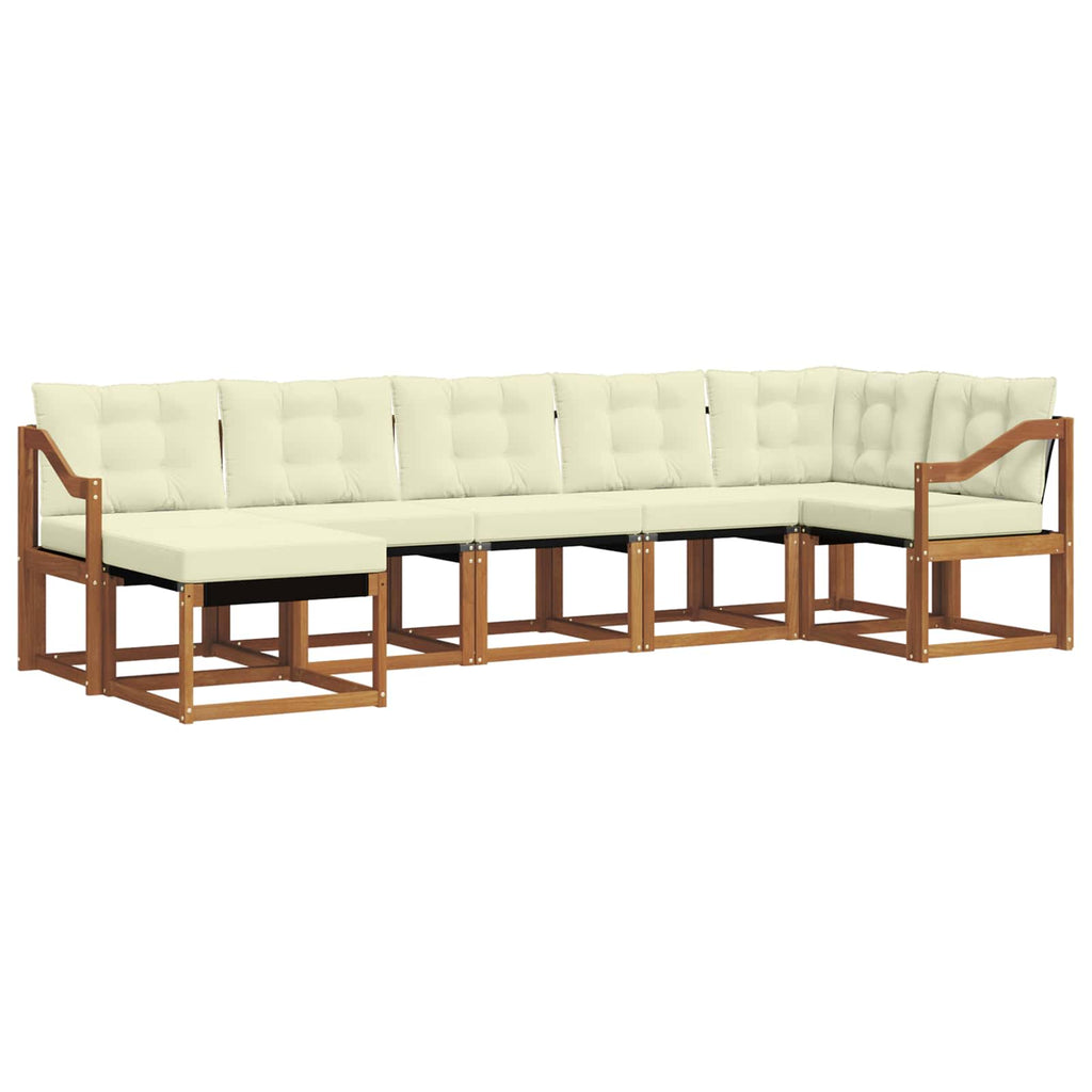 Outdoor-Sofagarnitur mit Kissen 7 pcs Natur und Creme