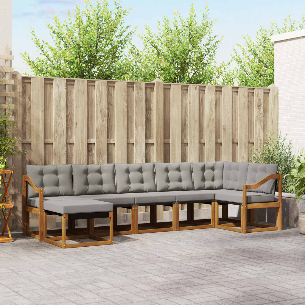 Outdoor-Sofagarnitur mit Kissen 7 pcs Natürlich und Hellgrau