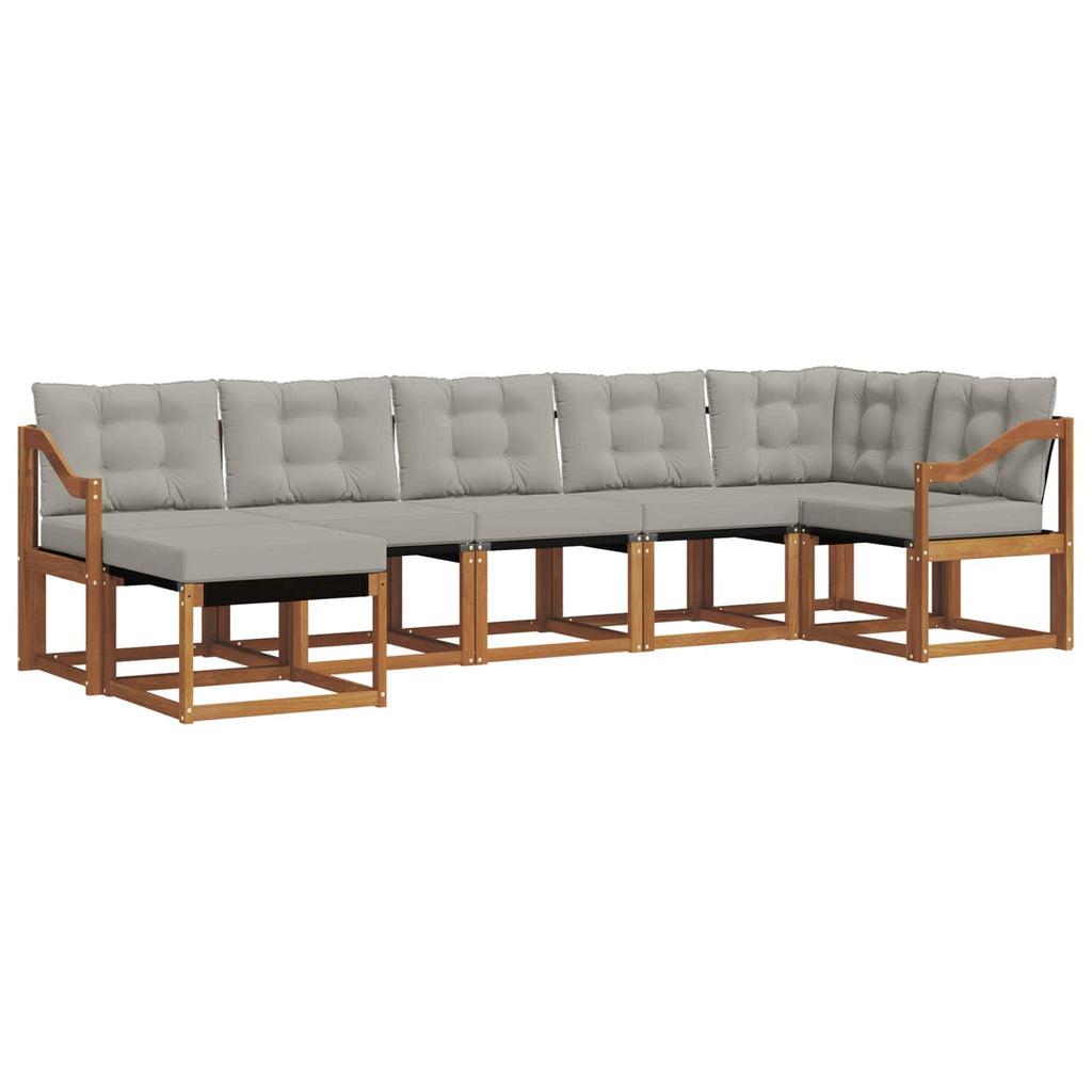Outdoor-Sofagarnitur mit Kissen 7 pcs Natürlich und Hellgrau