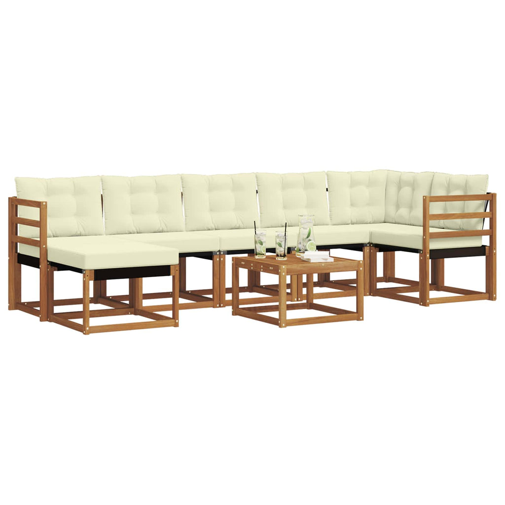 Outdoor-Sofagarnitur mit Kissen 8 pcs Natur und Creme