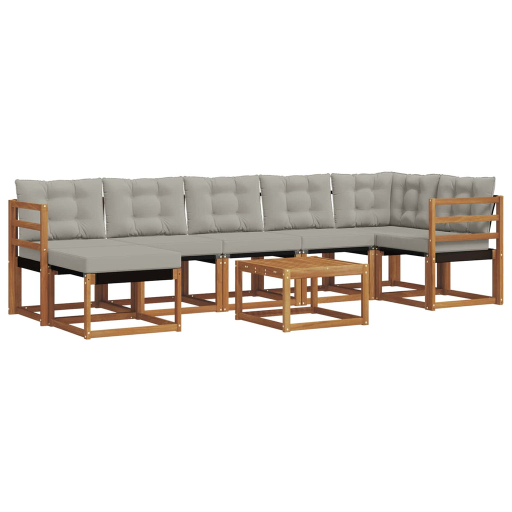 Outdoor-Sofagarnitur mit Kissen 8 pcs Natürlich und Hellgrau