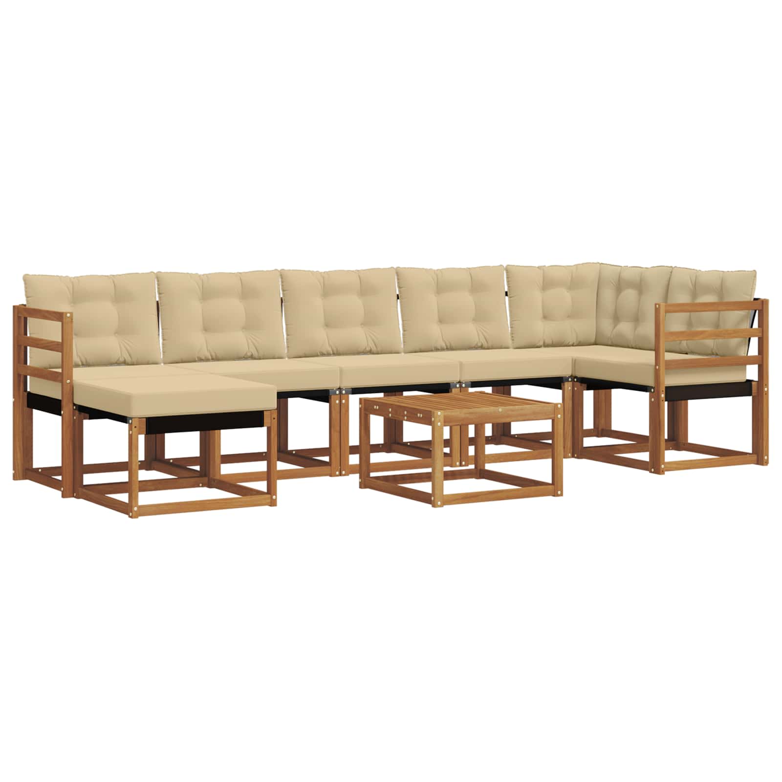 Outdoor-Sofagarnitur mit Kissen 8 pcs Natur und Beige