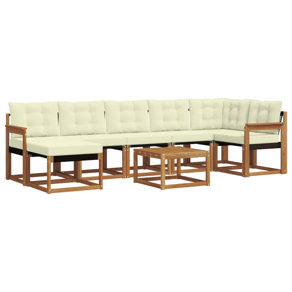 Outdoor-Sofagarnitur mit Kissen 8 pcs Natur und Creme