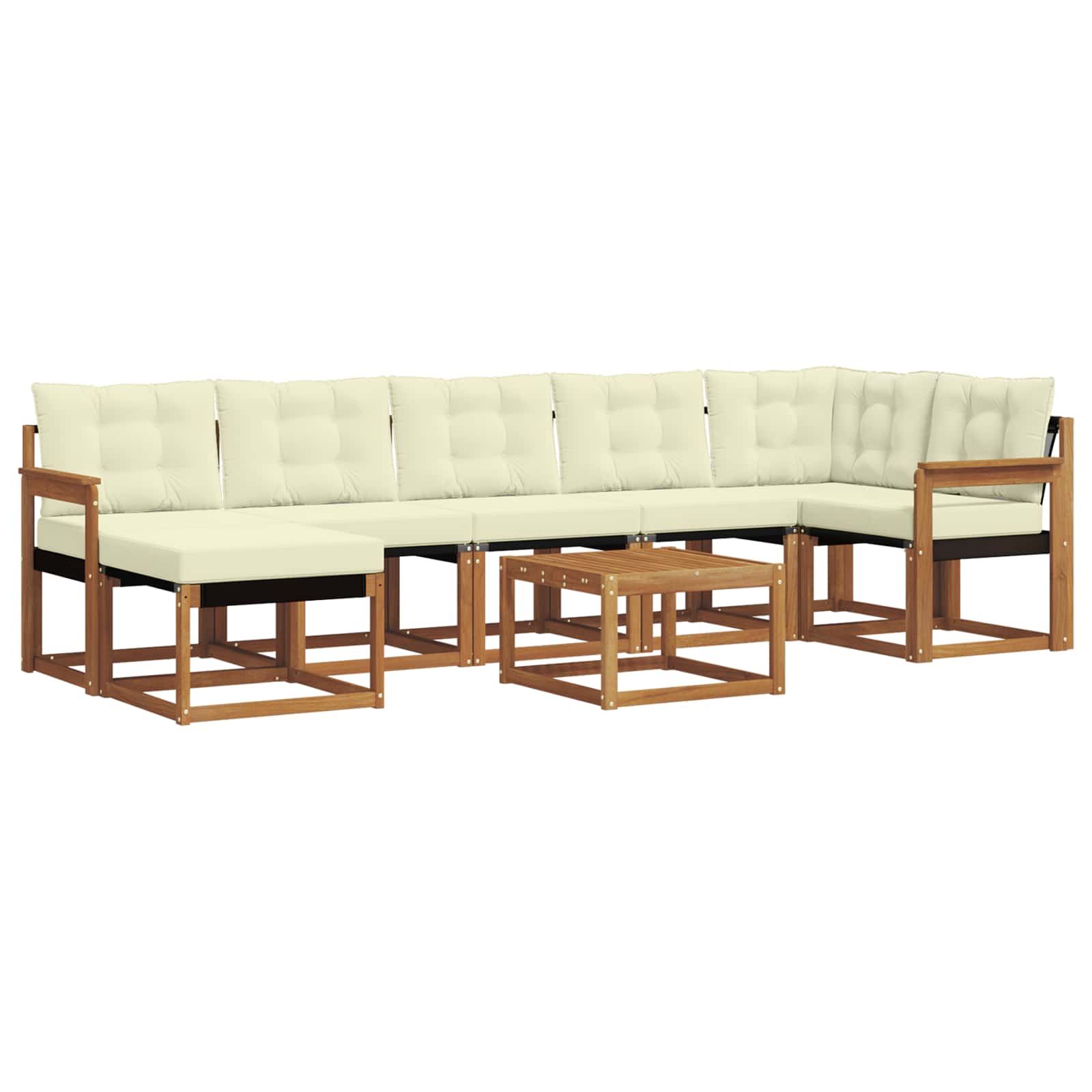 Outdoor-Sofagarnitur mit Kissen 8 pcs Natur und Creme