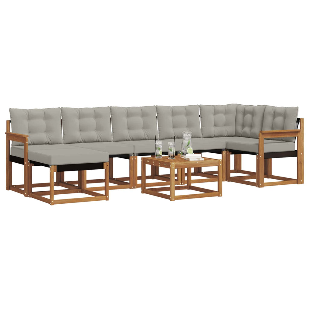 Outdoor-Sofagarnitur mit Kissen 8 pcs Natürlich und Hellgrau