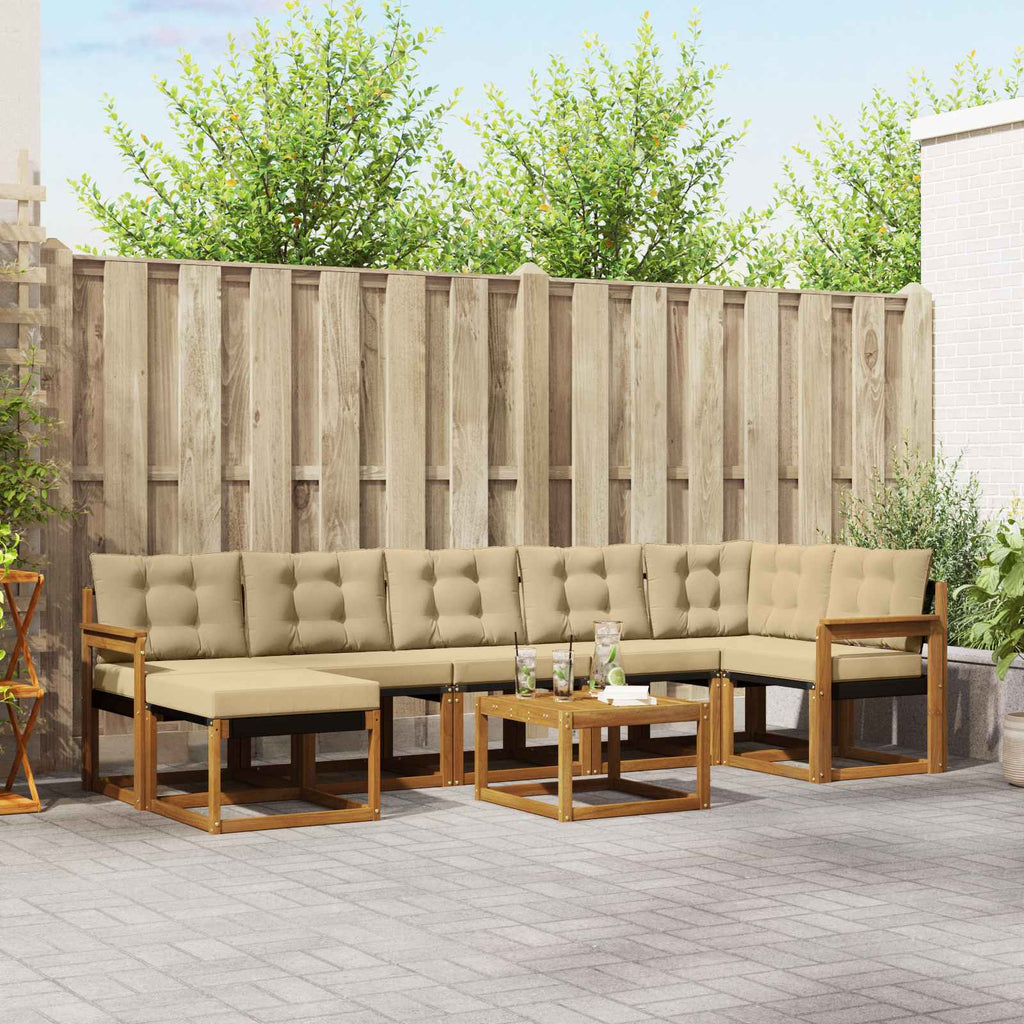 Outdoor-Sofagarnitur mit Kissen 8 pcs Natur und Beige