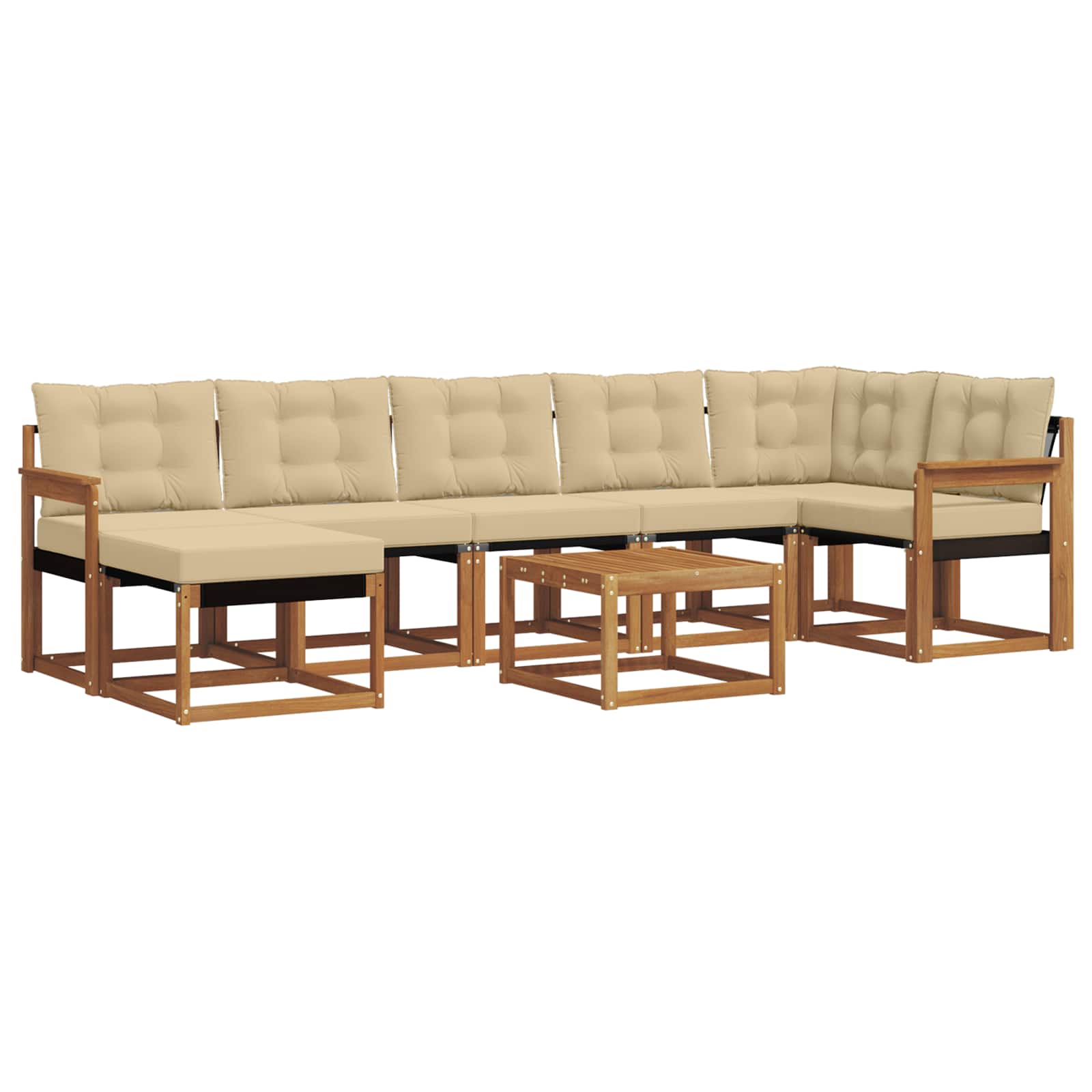 Outdoor-Sofagarnitur mit Kissen 8 pcs Natur und Beige