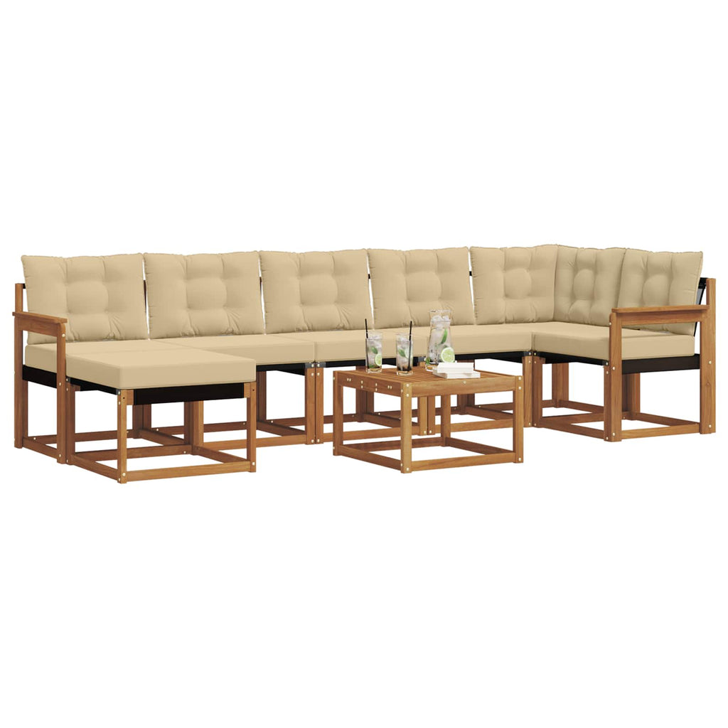 Outdoor-Sofagarnitur mit Kissen 8 pcs Natur und Beige