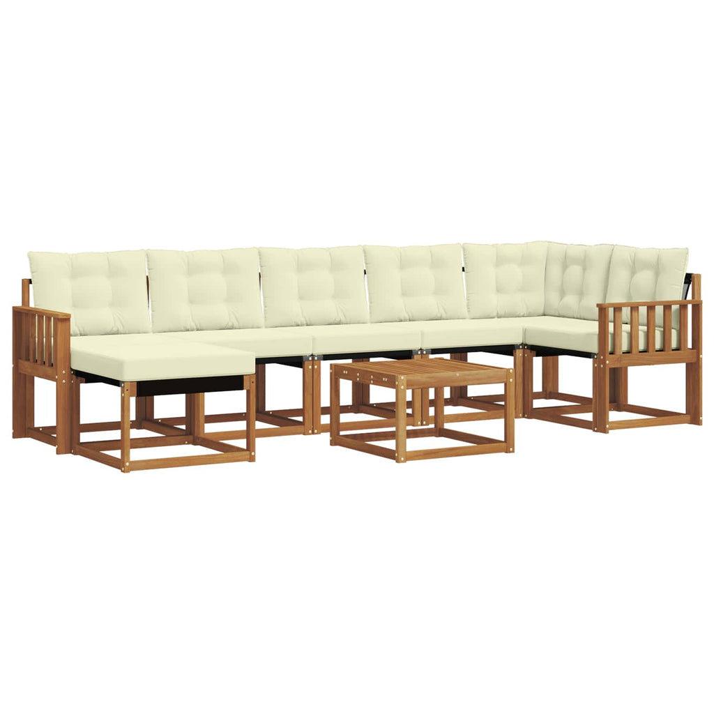 Outdoor-Sofagarnitur mit Kissen 8 pcs Natur und Creme