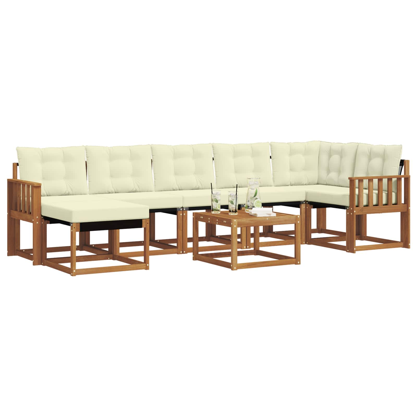 Outdoor-Sofagarnitur mit Kissen 8 pcs Natur und Creme