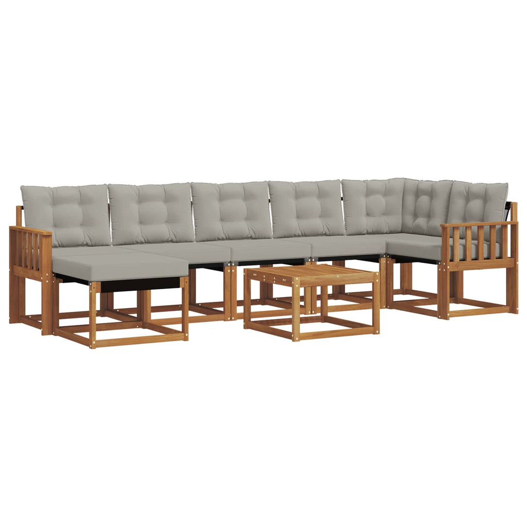 Outdoor-Sofagarnitur mit Kissen 8 pcs Natürlich und Hellgrau