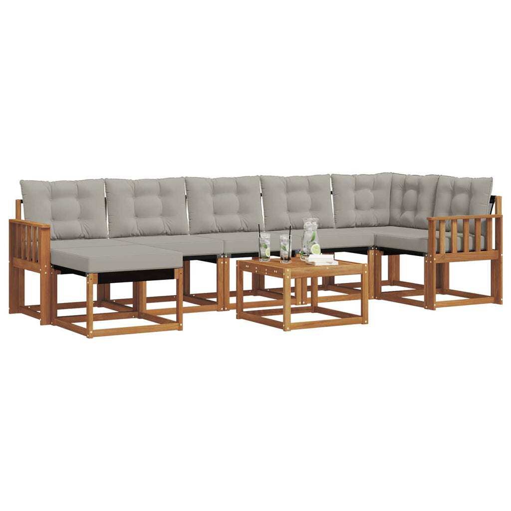 Outdoor-Sofagarnitur mit Kissen 8 pcs Natürlich und Hellgrau